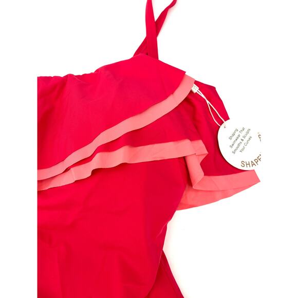 Contours by Coco Reef Pink Agate Ruffle Bandeau One Piece Swimsuit 10 34D - Picture 5 of 7